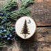 Wood burned tiny pine tree pin or brooch. Handmade by Forage Workshop