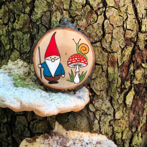 Knome Magnet Wood burned Hand painted Magnet