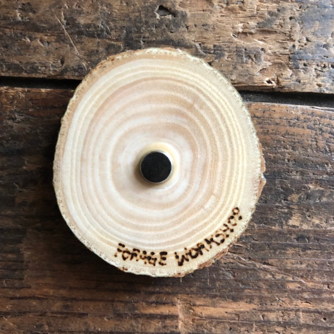 Wood Burned Cedar Tree Wood Slice Magnet. Handmade by Forage Workshop ...