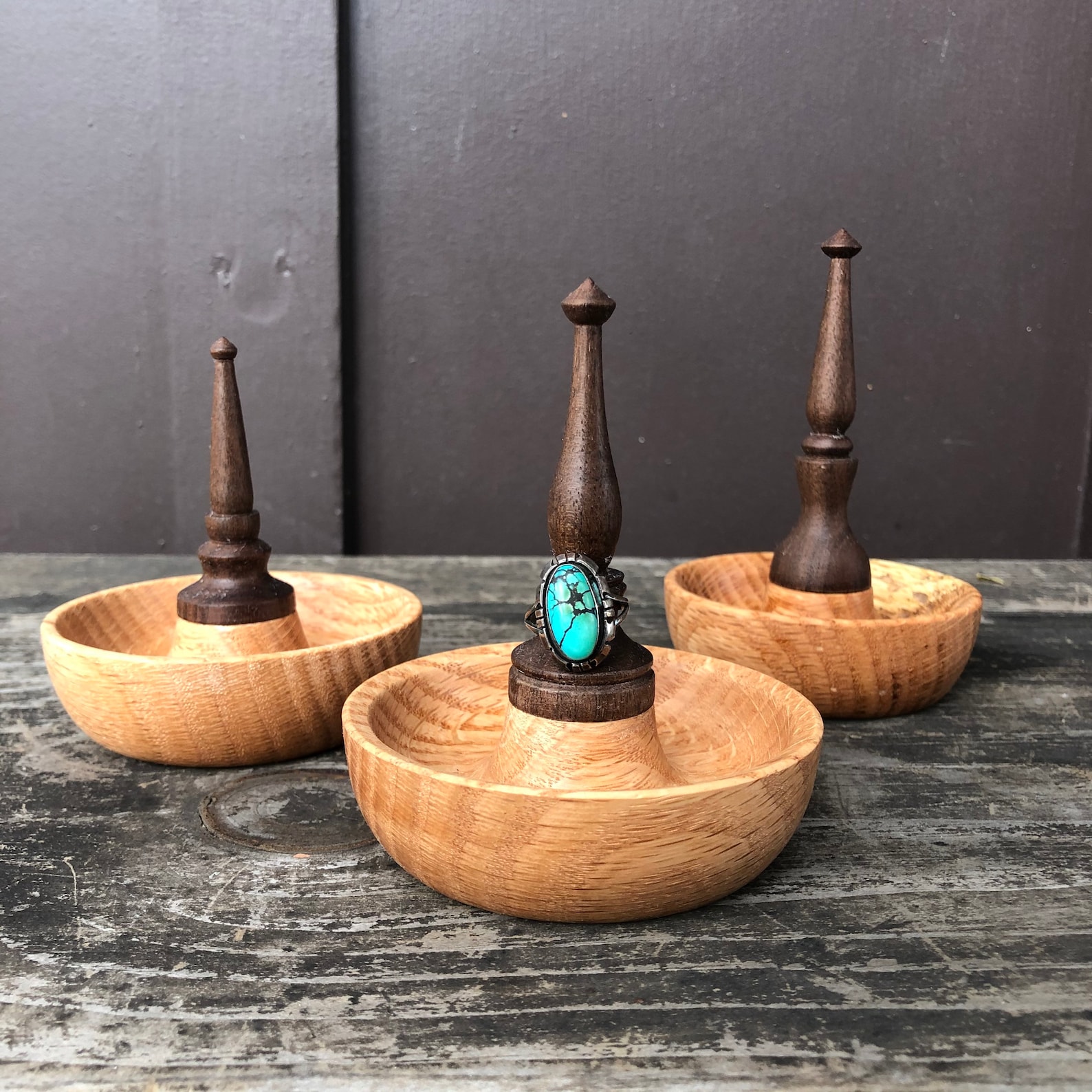 Wooden ring holder. Wood turned ring keeper and dish. Handmade Etsy