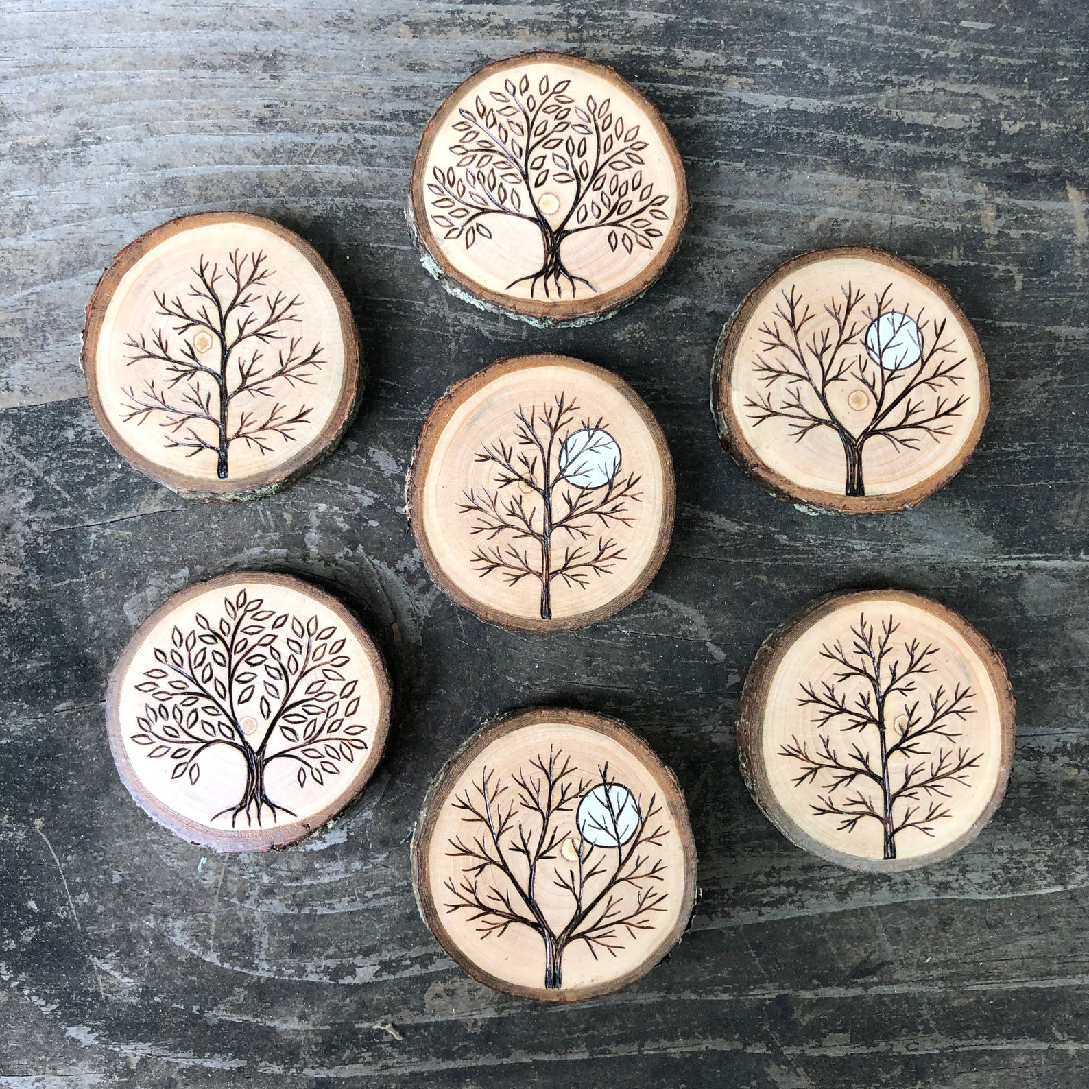 Buy Wood Burned Tree of Life Wood Slice Magnet. Handmade by Forage ...