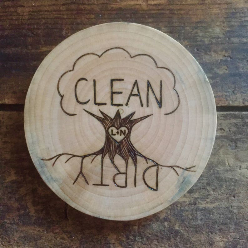 Rustic Wood Burned Clean Dirty Kitchen Dishwasher Magnet With Tree of ...