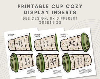 Summer Cup Cozy Gift Card, Printable Coffee Sleeve Display Label Template for Crochet, Knit or Sewn cup holders, print at home, pdf file