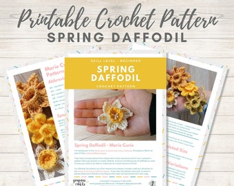 Crochet Flower Pattern, Crochet Daffodil, Quick & Easy Crochet Brooch Pattern, Charity Gift for Mom, Pattern Only, Instant Digital Download