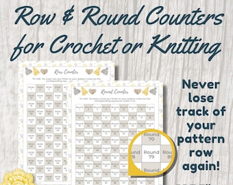 Printable Row Counter, Includes Round Counters, Use with Knitting, Crochet or Macrame Patterns, PDF Digital Download, A4 & US Letter