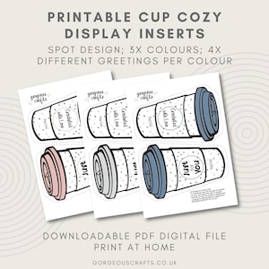 Printable Cup Cozy Gift Card,  Coffee Sleeve Display Label for handmade cup holders, print at home, digital pdf file