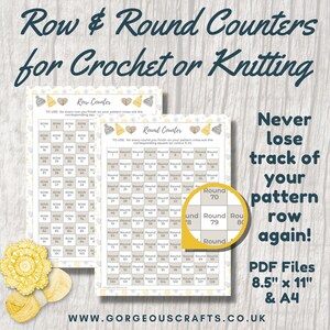 Printable Row Counter, Includes Round Counters, Use with Knitting, Crochet or Macrame Patterns, PDF Digital Download, A4 & US Letter