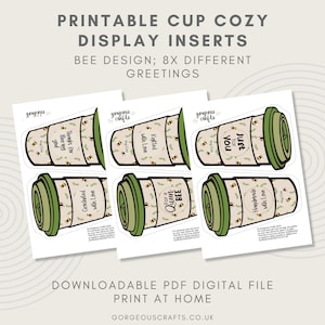Summer Cup Cozy Gift Card, Printable Coffee Sleeve Display Label Template for Crochet, Knit or Sewn cup holders, print at home, pdf file