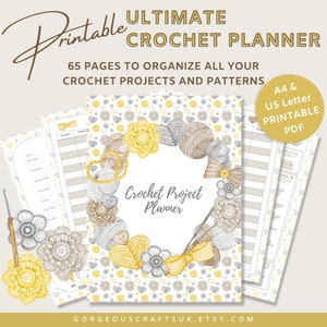 Printable Crochet Project Planner, Organise Your Projects and Patterns, Incl. Crochet Abbreviations, Chart Symbols & More, digital download image 1