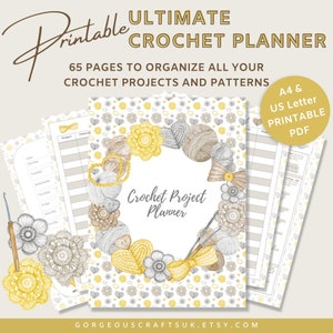 Printable Crochet Project Planner, Organise Your Projects and Patterns, Incl. Crochet Abbreviations, Chart Symbols & More, digital download