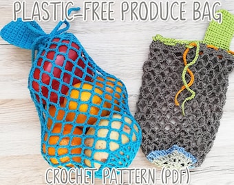 Crochet Reusable Produce Bag Pattern: Scrap Buster Plastic-Free Market Bag (PDF Digital Download)