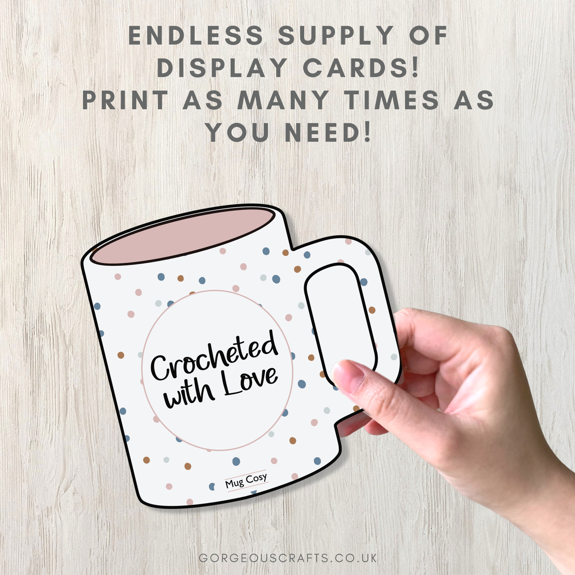 Printable Mug Cozy Display Cards, Handmade Mug Hug Labels (digital PDF ...