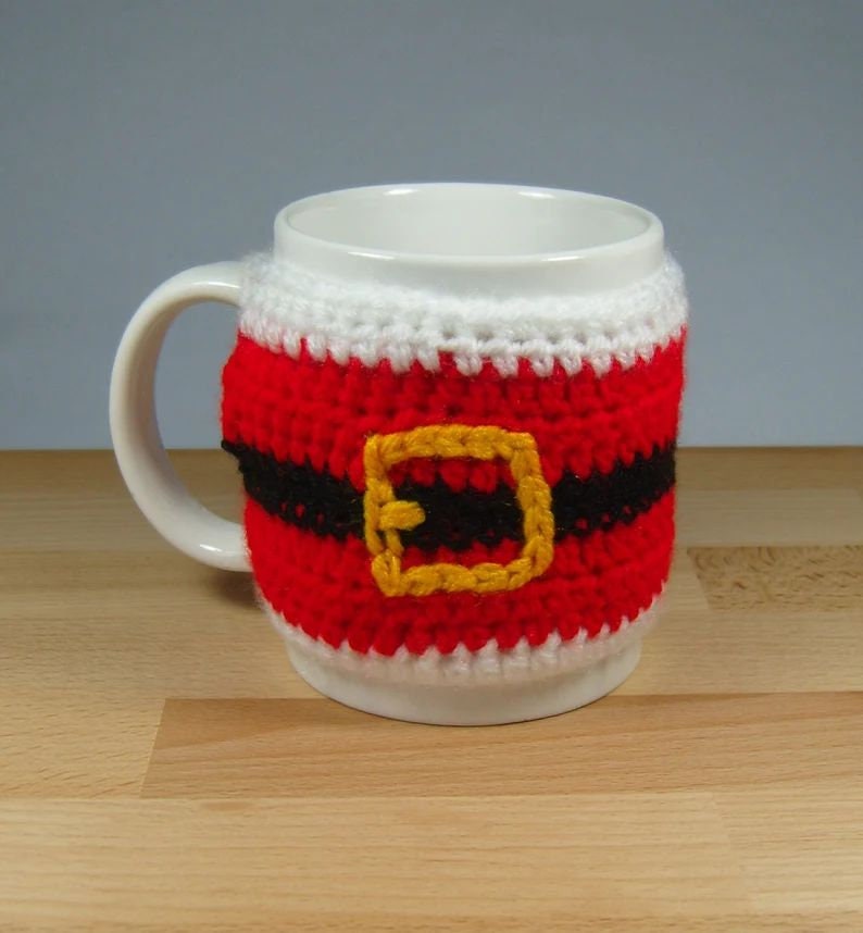 Santa Mug Cosy Crochet Pattern, Christmas Crochet Mug Cozy Pattern, Mug Sleeve, Cup Cozy, Printable PDF Digital Download image 6