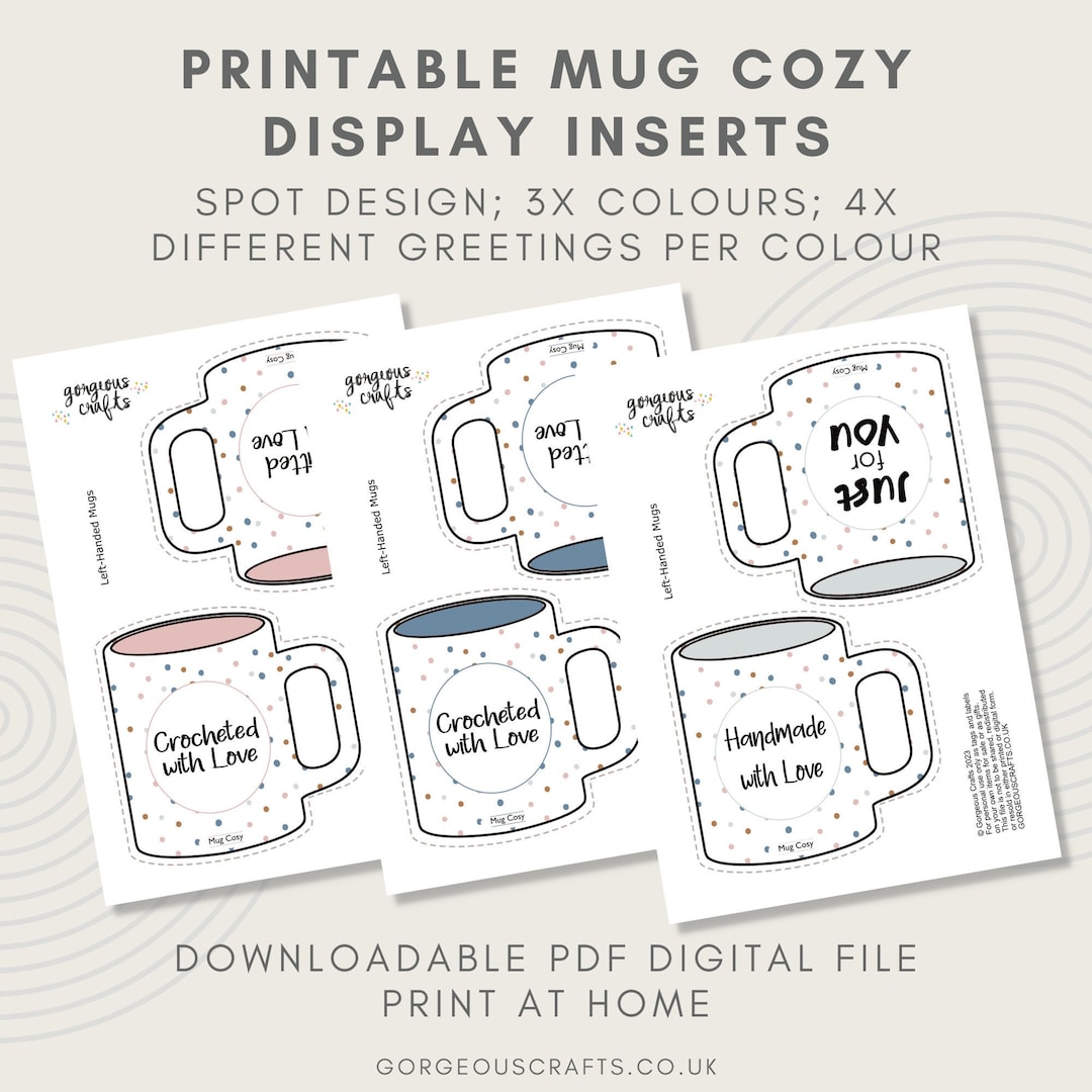 Printable Mug Cozy Display Cards, Handmade Mug Hug Labels (digital PDF ...