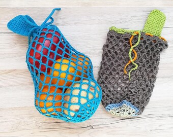 Crochet Reusable Produce Bag Pattern: Scrap Buster Plastic-Free Market Bag (PDF Digital Download)