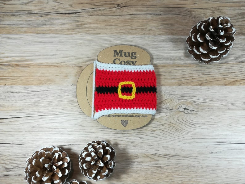 Santa Mug Cosy Crochet Pattern, Christmas Crochet Mug Cozy Pattern, Mug Sleeve, Cup Cozy, Printable PDF Digital Download image 4