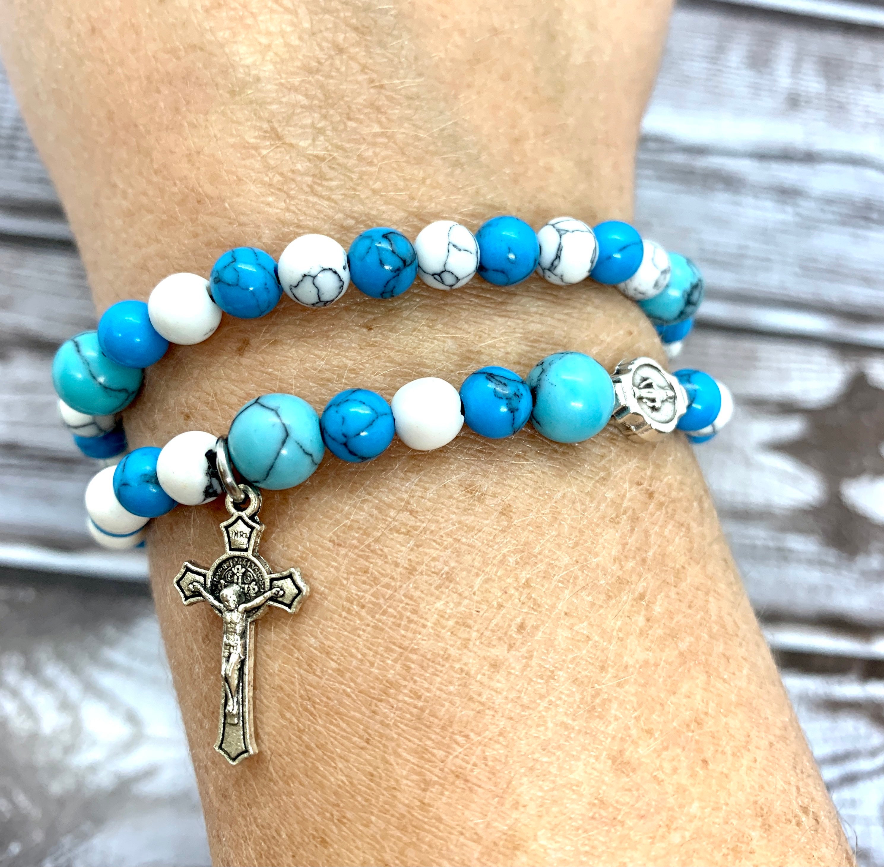 Turquoise Rosary Bracelet, Beaded Bracelet, Gold Plated Rosary, Blue  Bracelet, Rosary Chain Bracelet, Delicate Bracelet - Etsy