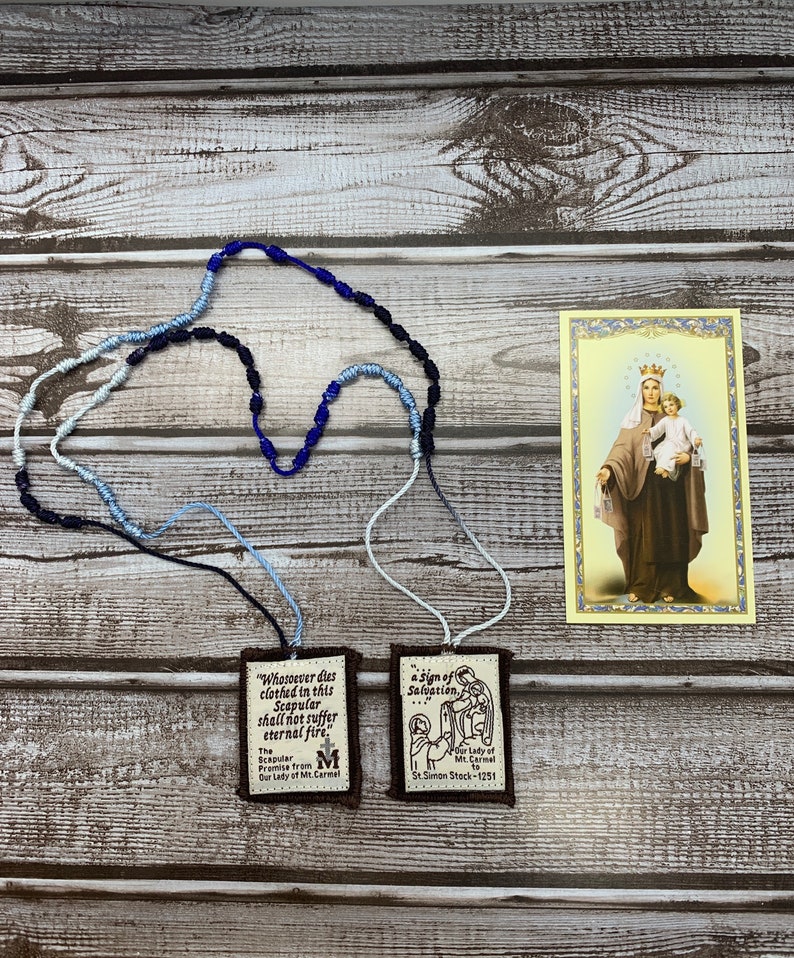 Brown Scapular with Rosary in One