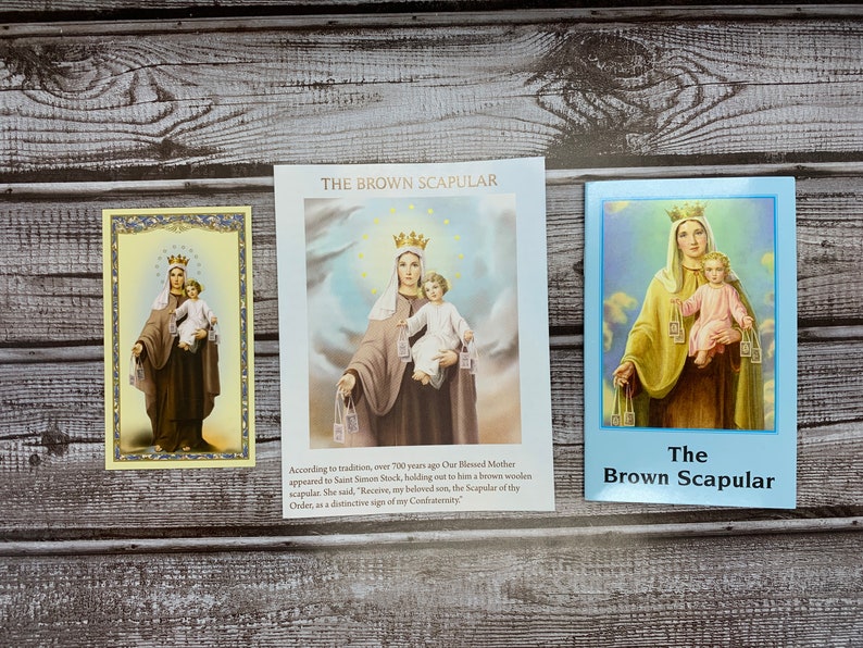 Brown Scapular with Rosary in One