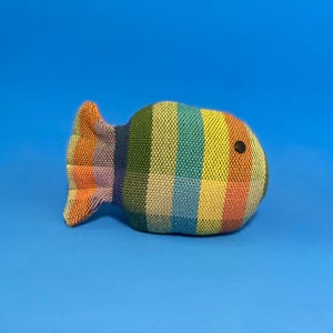 Fish Plush Stuffed Animal - Plushie Sewn from Handwoven Cotton - Colorful