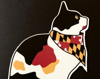 Maryland Calico, Black Cat, and Maryland Flag Cat Magnet and Decal