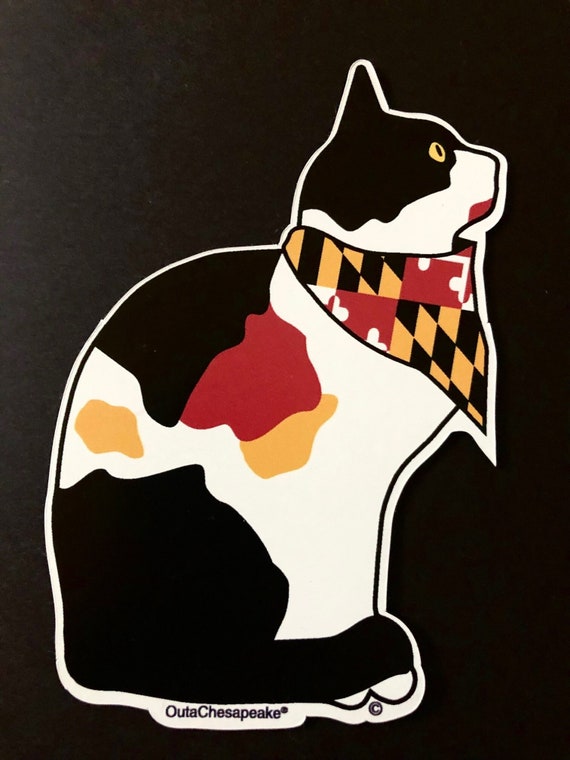 Maryland Calico, Black Cat, and Maryland Flag Cat Magnet and Decal