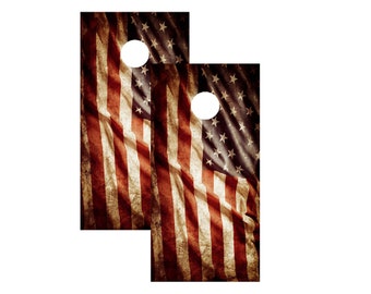 customized gift paper American Flag Cornhole Board Skin Wrap Decals - Laminated Waterproof Vinyl - 48 x 24 inches (2 Pack), Cornhole Wrap, Cornhole