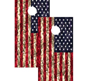 American Flag Cornhole Board Skin Wrap Decals - Vinilo Laminado Impermeable - 48 x 24 pulgadas (2 Paquete), Cornhole Wrap, Cornhole