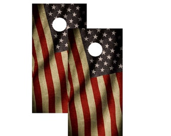 American Flag Cornhole Board Skin Wrap Decals - Vinilo Laminado Impermeable - 48 x 24 pulgadas (2 Paquete), Cornhole Wrap, Cornhole