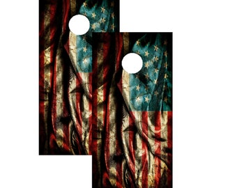 American Flag Cornhole Board Skin Wrap Decals - Vinilo Laminado Impermeable - 48 x 24 pulgadas (2 Paquete), Cornhole Wrap, Cornhole