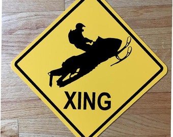 Snowmobile Crossing Sign - 12"x12" Yellow Aluminum sign