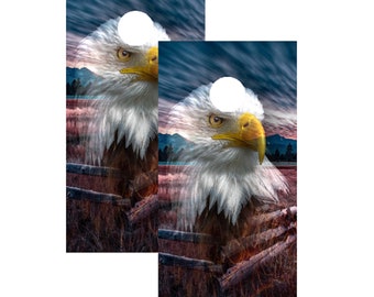 Bandera americana con Eagle Cornhole Board Skin Wrap Calcomanías - Vinilo Impermeable Laminado - 48 x 24 pulgadas (2 Pack), envoltura de cornhole, cornhole
