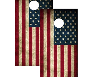 American Flag Cornhole Board Skin Wrap Decals - Vinilo Laminado Impermeable - 48 x 24 pulgadas (2 Paquete), Cornhole Wrap, Cornhole