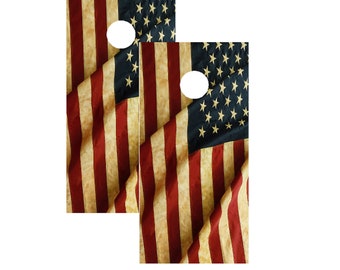 American Flag Cornhole Board Skin Wrap Decals - Vinilo Laminado Impermeable - 48 x 24 pulgadas (2 Paquete), Cornhole Wrap, Cornhole