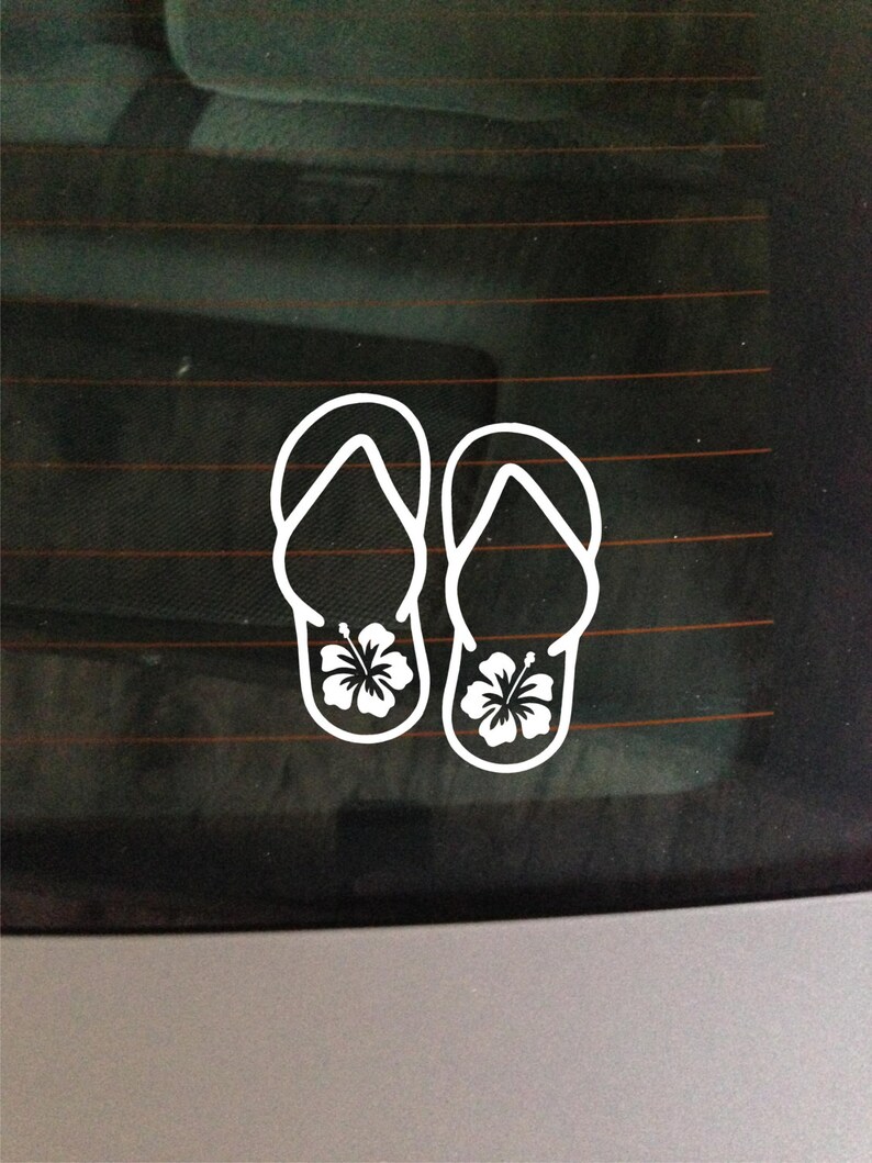 Hibiscus Flower Flip Flops Decal Vinyl Decal Car Window Wall Etsy