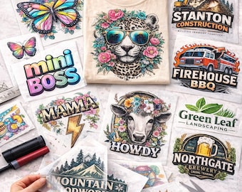 Hojas de transferencia DTF / Transferencias DTF personalizadas para camisetas / Impresiones listas para prensar con calor