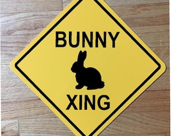 Hase Xing - 30x30cm Gelbes Aluminiumschild