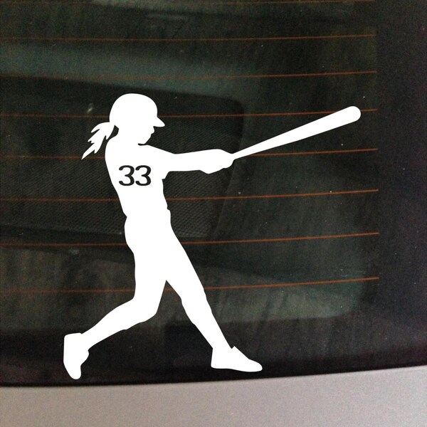 Custom Girl Softball bat white car window vinyl sticker