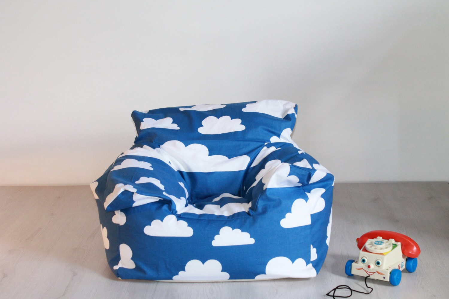 Filled Swedish Blue And White Cloud Print Beanbag Chair For Etsy