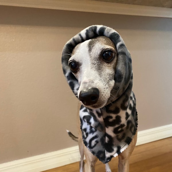 Snood Reversible Hat for Italian Greyhounds in Double Layer Fleece - Prints