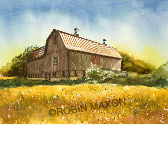 Old Barn Watercolor Painting By Robin Maxon Watercolor Etsy