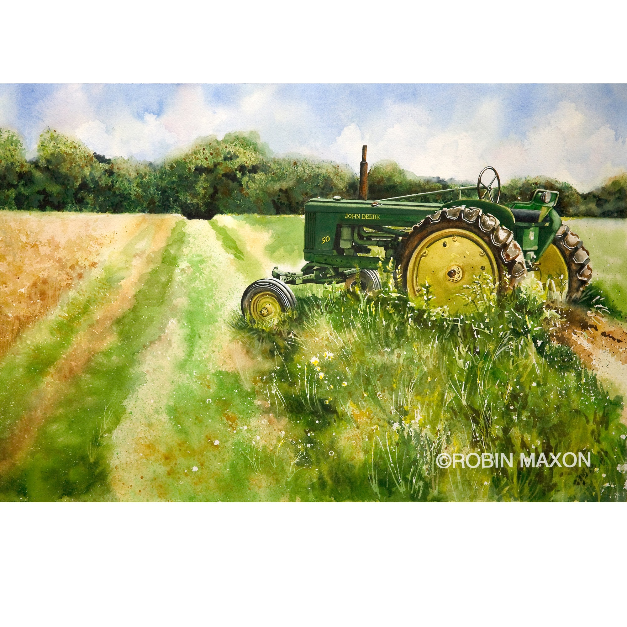 John Deer Tractor Watercolor Painting by Robin Maxon Etsy Australia