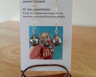 Tahitian pearl dangling earrings