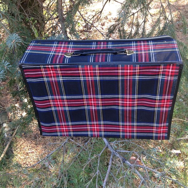 Vintage Plaid Suitcase