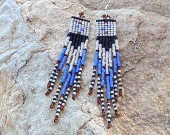 Long Beaded Fringe Earrings