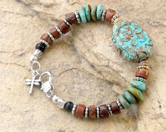 Carved Turquoise Beaded Bracelet