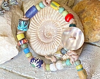 Multi-Colored Rustic Beaded Bracelet
