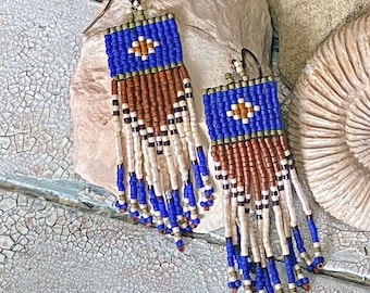 Beaded Earrings Southwestern Style Earthy Colors