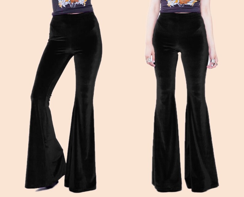 black velvet bell bottom pants