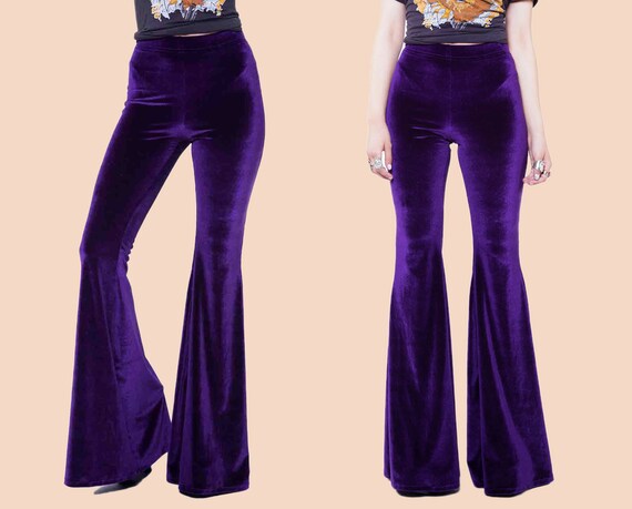 purple velvet bell bottoms